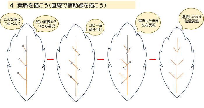 ４ 葉脈を描こう（直線で補助線を描こう）