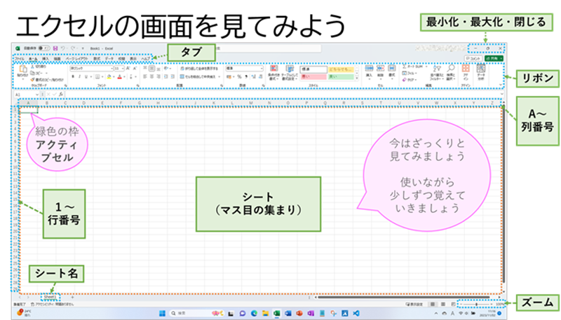 エクセルの画面を見てみよう２