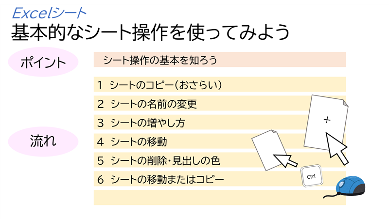 「Excelシート 基本的な操作を使ってみよう」のポイントと流れ