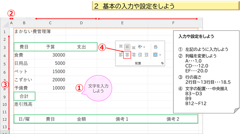 基本の入力や設定をしよう１